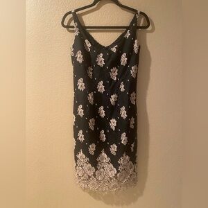 Milly Black and White Spaghetti Strap Slip Dress